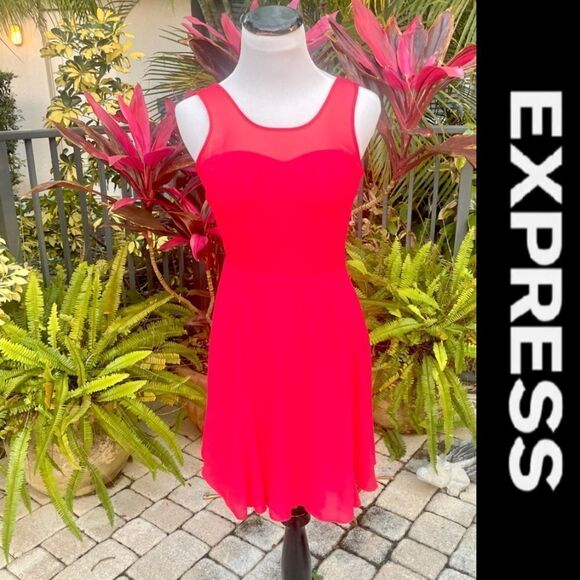 🍍3/$15🍍 Express Mesh Detail Fit & Flare Dress - Picture 1 of 7